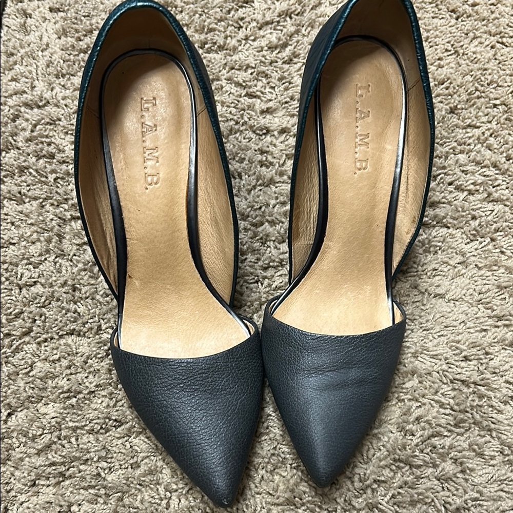 L.A.M.B. Black Heels Pointed-Toe Pumps
